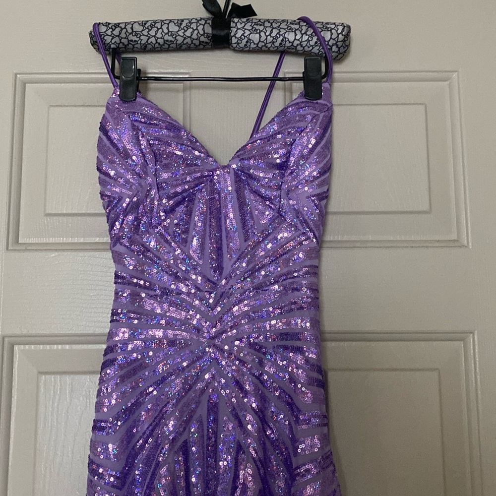 Purple Sequin Dress Prom/Bridesmade Dress with zipper